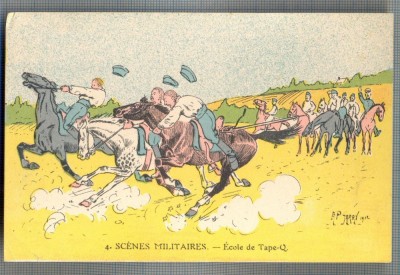 AX 38 CP VECHE INTERBELICA-UMORISTICA MILITARA -SCENE MILITARE-SCOALA DE CALARIE foto