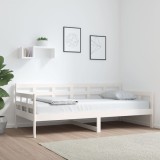 Pat de zi Gossi, 90x190 cm, Lemn Masiv Pin, Alb - Cadru pat multifunctional, ideal oaspeti