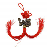 Amuleta feng shui cu dragon si nodul mistic rosu 24cm, Stonemania Bijou
