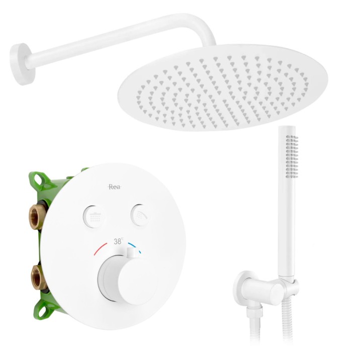 Set de duș incastrat Rea LUNGO MILER WHITE Matt BOX