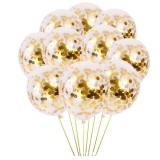 Set 10 Baloane Transparente cu Confetti Aurii, 30cm - Aniversare, Nunta, Botez - Decoratiuni Petreceri Copii si Adulti