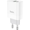 Incarcator retea HOCO C80A USB, 1 X USB - 1 X USB Tip-C, 20W, Quick Charge - Power Delivery, Alb