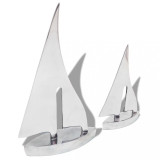 Decoratiune barca cu vele, 2 piese, argintiu, aluminiu, vidaXL
