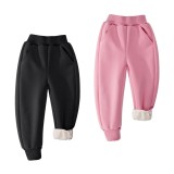 Pantaloni de trening din fleece pentru copii, bumbac moale, largi, sport, cu buzunare &ndash; iarnă