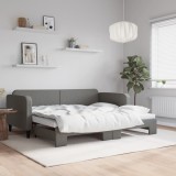 Cumpara ieftin Pat de zi cu extensie, gri &icirc;nchis, 90x200 cm, textil