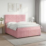 Cumpara ieftin Pat boxspring cu saltea cu headboard Roz 160 x 200 cm Catifea