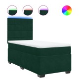 Cumpara ieftin Pat box spring cu saltea, verde inchis, 100x200 cm, catifea