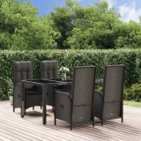 Set mobilier de gradina cu perne, 5 piese, negru, poliratan GartenMobel Dekor, vidaXL