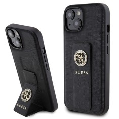Husa iPhone 15 originala Guess Grip Stand 4G, negru, GUHCP15SPGSSADK foto