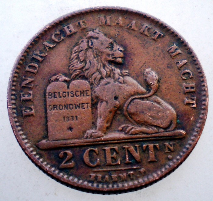 2.222 BELGIA 2 CENTIMES 1911 DER BELGEN