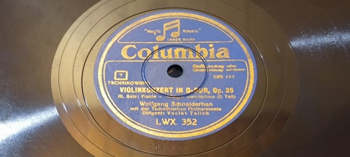 PLACA GRAMOFON PATEFON. COLUMBIA TSCHAIKOVSKI - VIOLINCONZERT P. 7- 8
