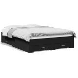 Cumpara ieftin Cadru de pat cu sertare, negru, 135x190 cm, lemn prelucrat