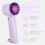 Ventilator de mana USB, 16 cm, Lila, cu ecran digital si suport pliabil, CMCLASS