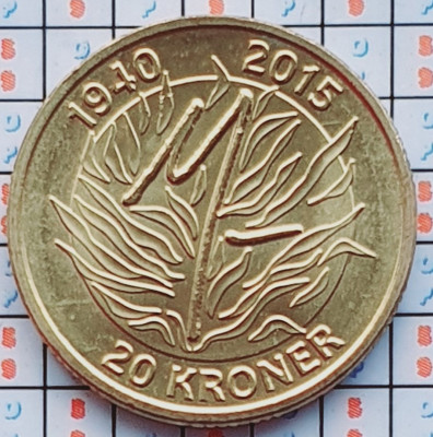 Danemarca 20 coroane 2015 UNC - Margrethe II 75th Anniversary - km 964 - A028 foto