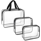 Set 3 genti organizatoare de calatorie cu fermoar, diverse dimensiuni, transparente Household NewTrend