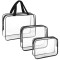 Set 3 genti organizatoare de calatorie cu fermoar, diverse dimensiuni, transparente Household NewTrend