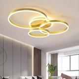 Lustra LED cu telecomanda LYRA 100W, 3 Cercuri, lumina Rece/Calda/Neutra, Dimabila, Auriu Periat ModernLight Concept
