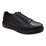 Pantofi sport-casual barbati din piele naturala culoare neagra DeSuceava RSY01N