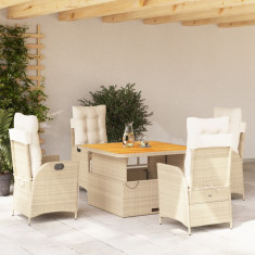 vidaXL Set mobilier de grădină cu perne, 5 piese, bej, poliratan