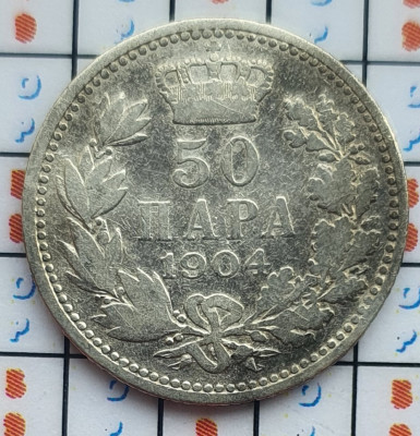 Serbia 50 para 1904 argint - Petar I - km 24 - A010 foto