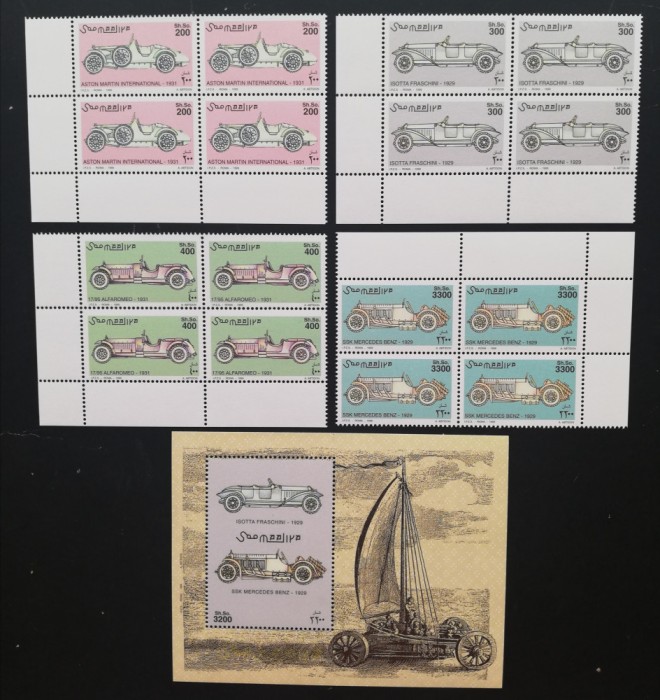 SOMALIA-1990-DIN ISTORIA AUTOMOBILELOR-4x4 Val.+ Colita**SOM 152B