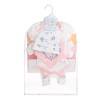 Set Cadou Nou Născut 8 Piese Bumbac Multicolor (Roz/Alb) - Body, Pantaloni, Căciuliță, Baveta, Mănuși, Șosete - Design Floral