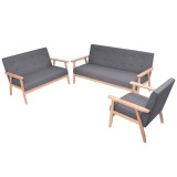 vidaXL Set canapea din 3 piese, material textil, gri &icirc;nchis