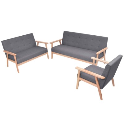 Gossi set canapea din 3 piese, material textil, gri inchis foto