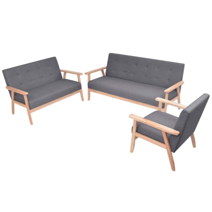 Gossi set canapea din 3 piese, material textil, gri inchis