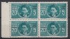 ROMANIA 1940 LP 142 II MISCAREA LEGIONARA IN ROMANIA CODREANU POSTA AERIANA BLOC DE 4 TIMBRE MNH, Nestampilat
