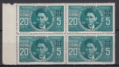 ROMANIA 1940 LP 142 II MISCAREA LEGIONARA IN ROMANIA CODREANU POSTA AERIANA BLOC DE 4 TIMBRE MNH foto