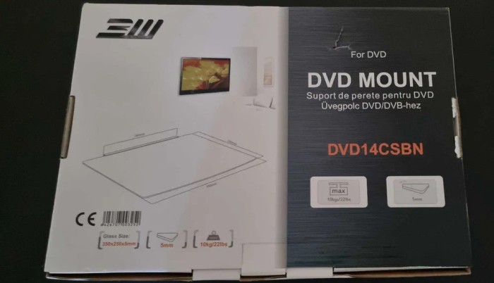 Suport DVD / Receiver de perete din sticla Blackmount CT-DVD-14CSBN