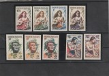 Polynesia 1958 - Polynesiene, polysenieni, serie 9 valori, nedantelate, MNH, Mi.1-9