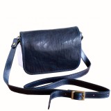 Geanta dama de umar din piele naturala, crossbody, bleumarin, GD102E, Geanta stil postas, Albastru