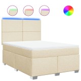 Cumpara ieftin Pat continental cu saltea, crem, 140x200 cm, material textil