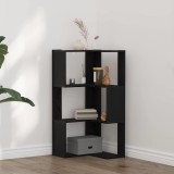 Bibliotecă de colț 3 niveluri, stejar negru, 50x50x102 cm, lemn