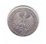 Moneda Germania 2 mark/marci 1971 D, Max Planck, cu luciu, Europa, Cupru-Nichel