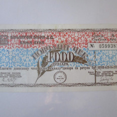 Bosnia si Hertegovina(Republica Srpska-Banja Luka) 1000 Dinara 1992 cec militar