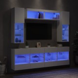 VidaXL Set comode TV de perete, 6 piese, cu lumini LED, alb 3216797