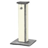 PawHut St&acirc;lp de zg&acirc;riat pentru Pisici cu Minge Suspendată și &Icirc;nveliș din Pluș, 41x41x81 cm, Gri | Aosom Romania