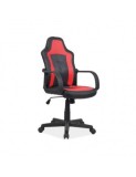 Scaun birou copii SL Cruz, piele ecologica, cadru polipropilena, rotire 360&deg;, pivotant, 80 kg, negru/rosu
