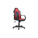 Scaun birou copii SL Cruz, piele ecologica, cadru polipropilena, rotire 360&deg;, pivotant, 80 kg, negru/rosu
