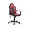 Scaun birou copii SL Cruz, piele ecologica, cadru polipropilena, rotire 360&deg;, pivotant, 80 kg, negru/rosu