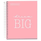 Caiet cu spira Miquelrius Messages, A5, matematica, 100 file, coperta carton dur plastifiat, roz