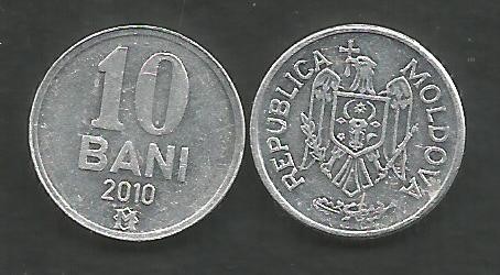 MOLDOVA 10 BANI 2010 [2] XF , livrare in cartonas
