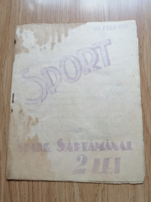 Brosura sportiva - SPORT, apare saptamanal - datata 24 febr. 1934 - manuscris foto