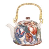 Cumpara ieftin Ceainic cu infuzor ceramica multicolora Lalele 18x14x12 cm / 800 ml