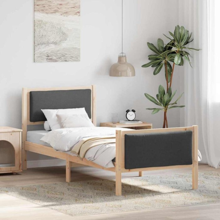 vidaXL Cadru de pat cu headboard Gri &icirc;nchis 80 x 200 cm țesătură 878360