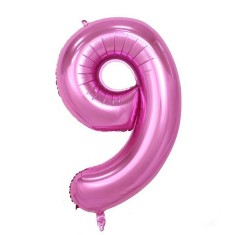 Balon din folie flippy, cifra 9, 81 cm, pentru aer sau heliu, bulk, mov