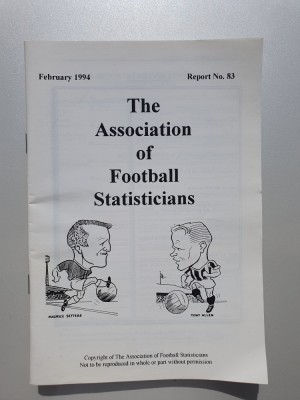 Buletin The Association of Football Statisticians, Febr 1994, 60 pag, stare fb foto